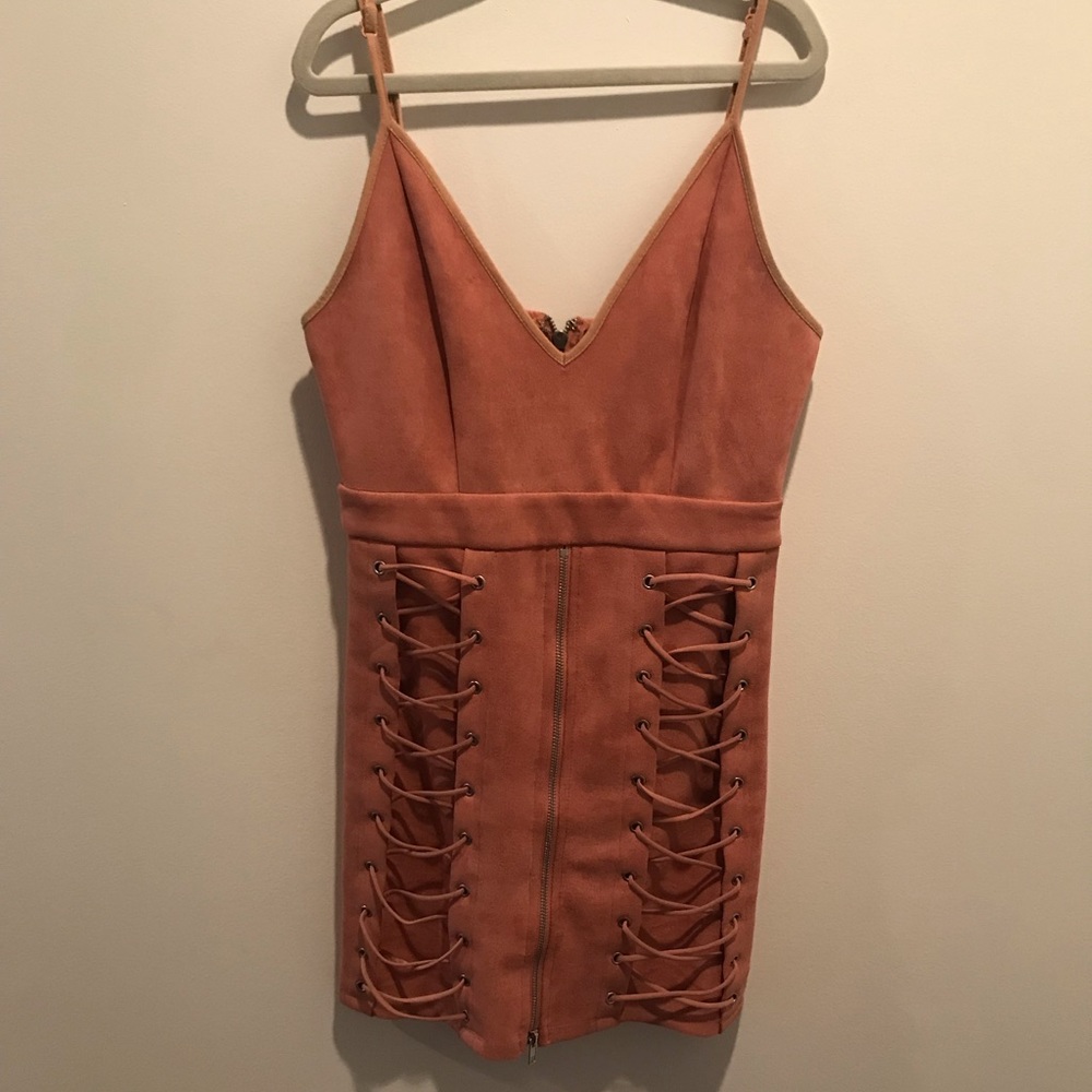 LF pink lace up dress